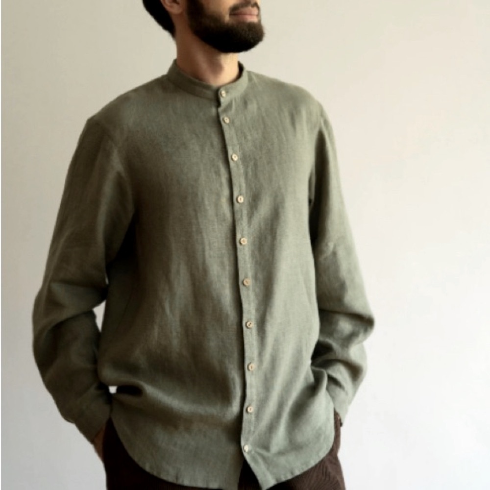 Manfair Olive Khaki Linen/Cotton Shirt L NWT Giftable